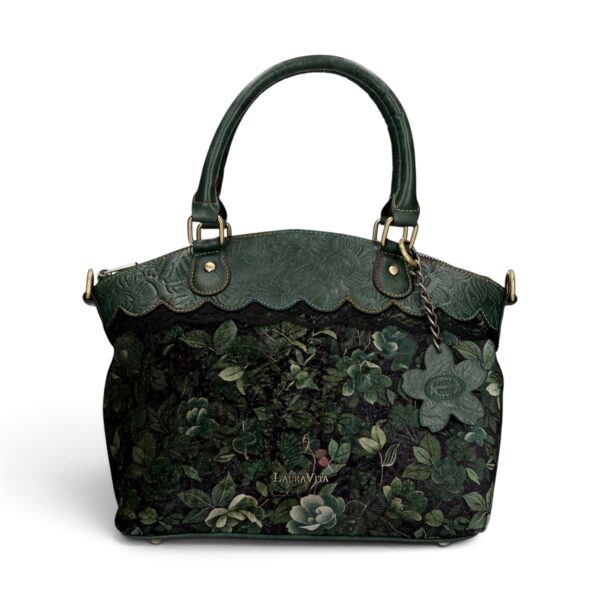 Geantă damă Laura Vita ARTIRA 05 Vert – imprimeu floral, geantă de mână și umăr, 26 × 29 × 14 cm