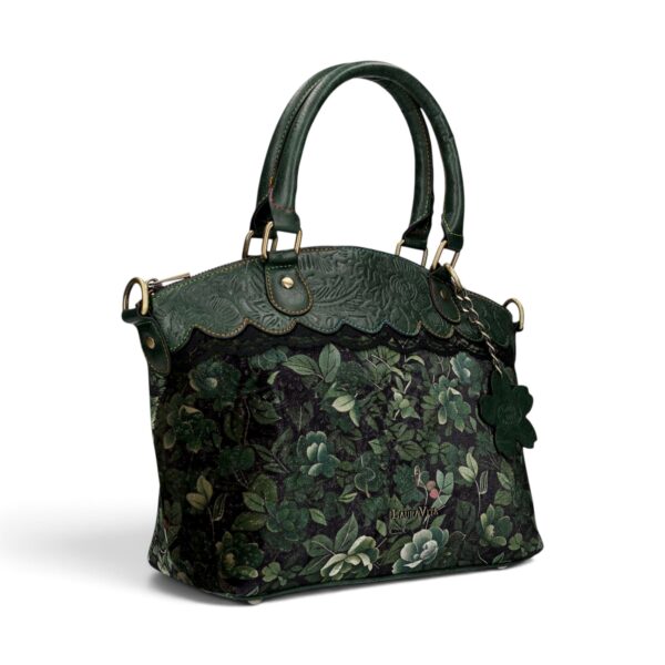 Geantă damă Laura Vita ARTIRA 05 Vert – imprimeu floral, geantă de mână și umăr, 26 × 29 × 14 cm