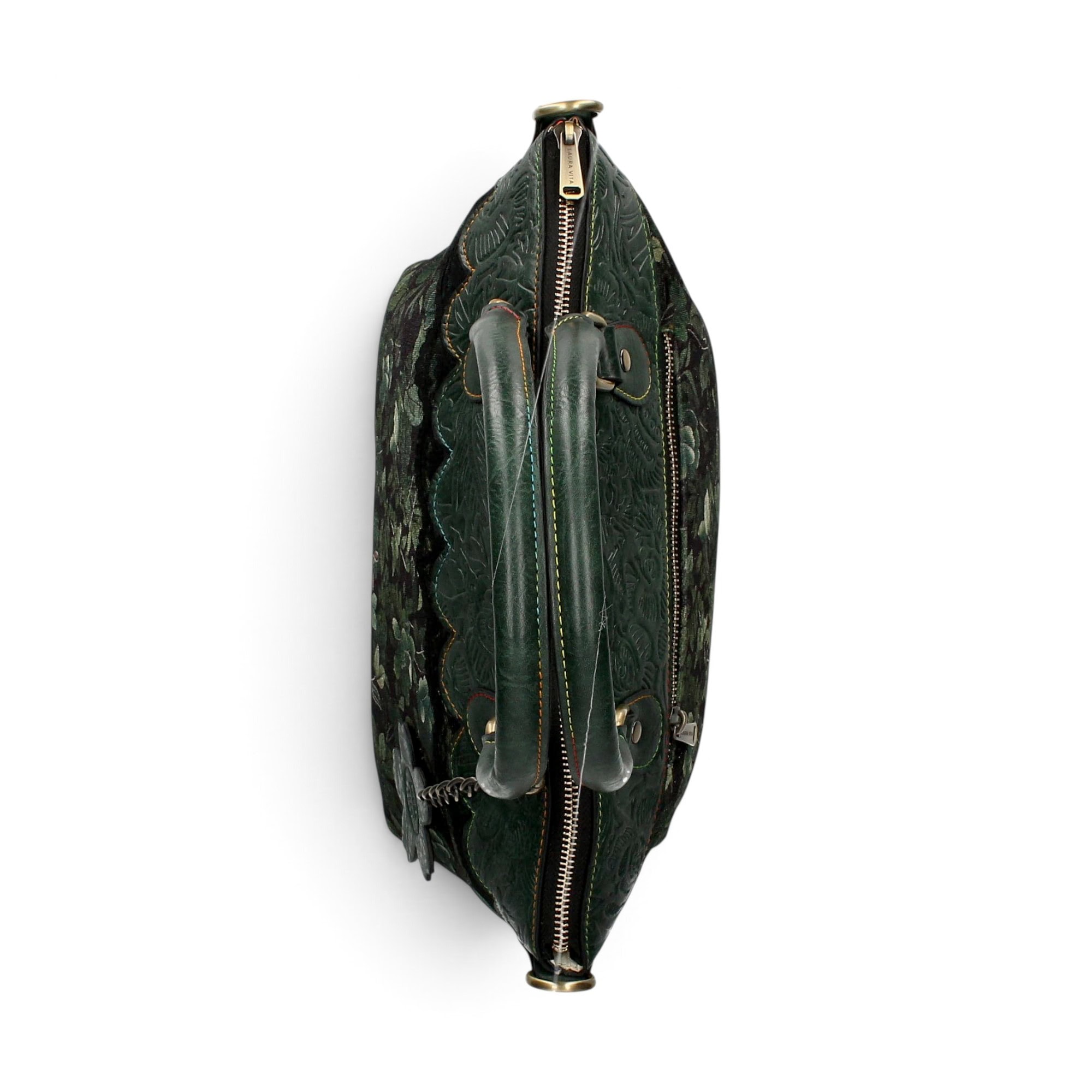 Geantă damă Laura Vita ARTIRA 05 Vert – imprimeu floral, geantă de mână și umăr, 26 × 29 × 14 cm