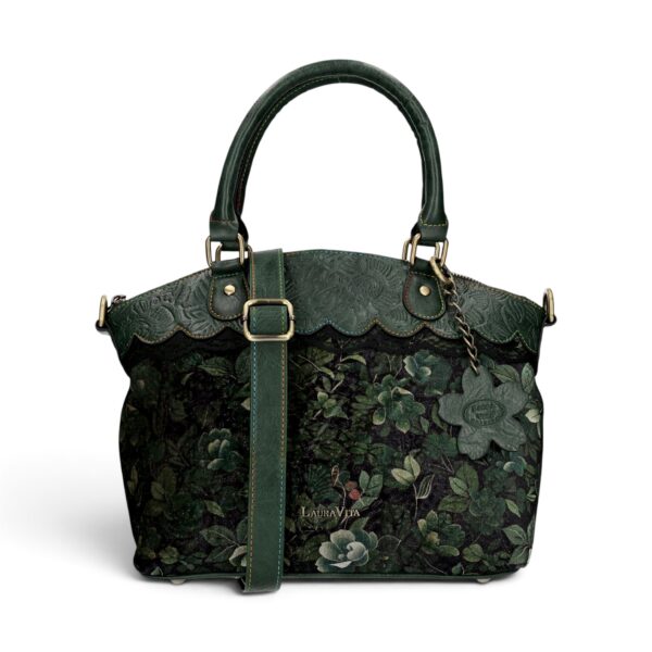 Geantă damă Laura Vita ARTIRA 05 Vert – imprimeu floral, geantă de mână și umăr, 26 × 29 × 14 cm