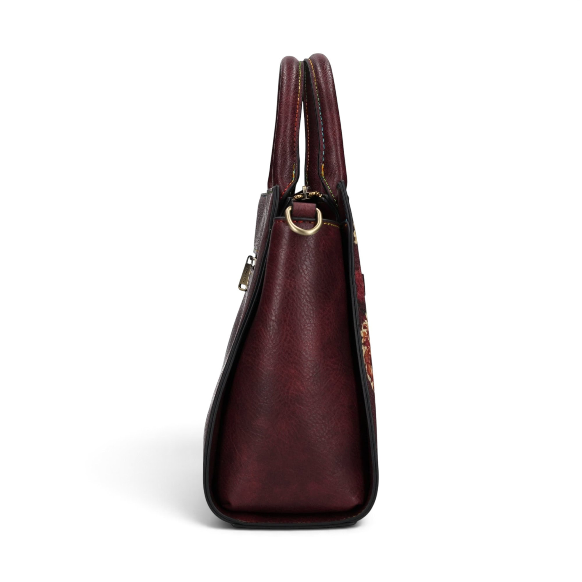 Geantă damă Laura Vita AYNA 03 Wine – imprimeu floral, geantă de umăr și crossbody, 30 × 20 × 9 cm