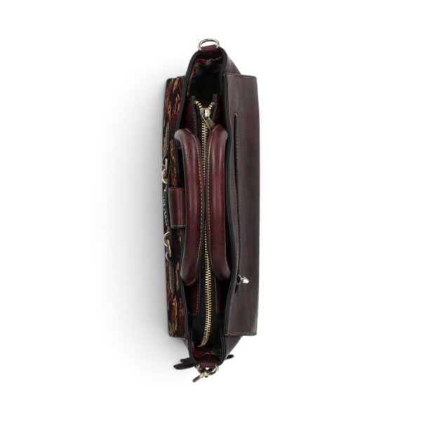 Geantă damă Laura Vita AYNA 03 Wine – imprimeu floral, geantă de umăr și crossbody, 30 × 20 × 9 cm