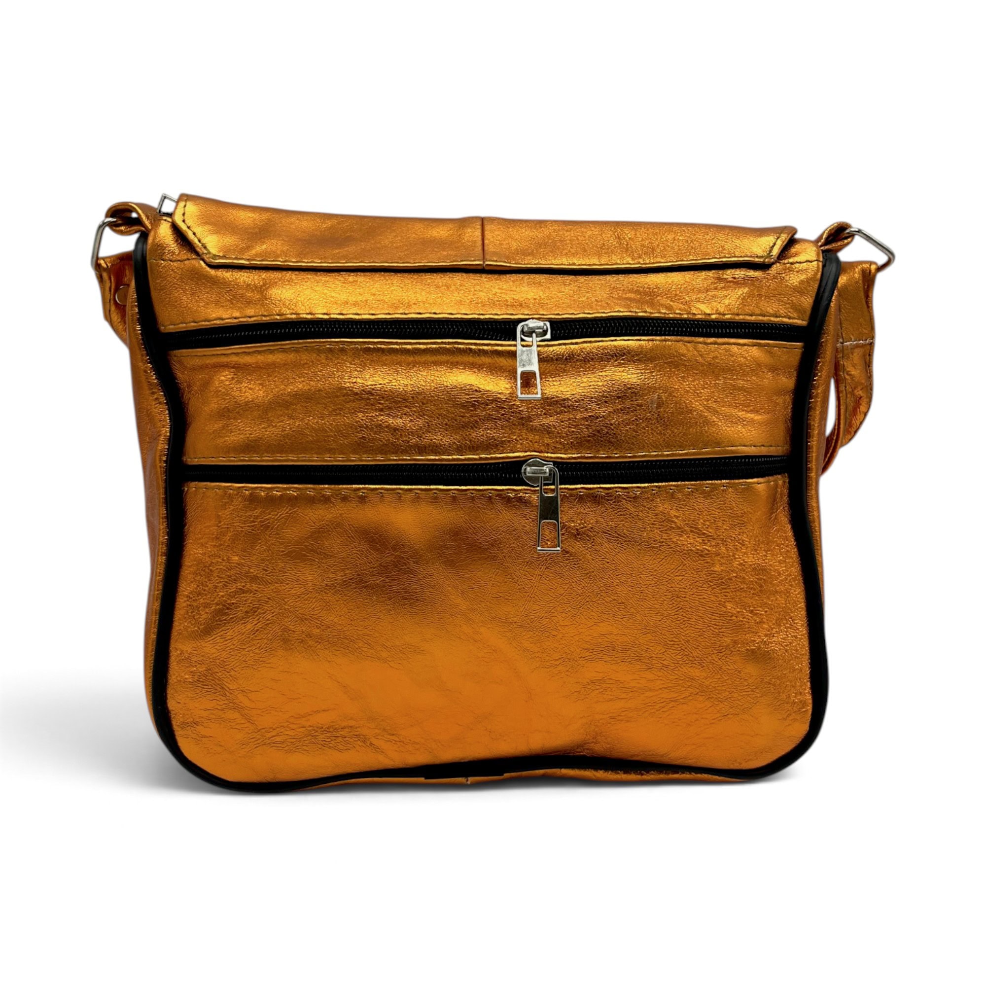 Geantă damă Lucia R45-C86 – crossbody din piele naturală auriu-cupru metalizat, 26 × 23 × 7 cm - Thumbnail Image 3