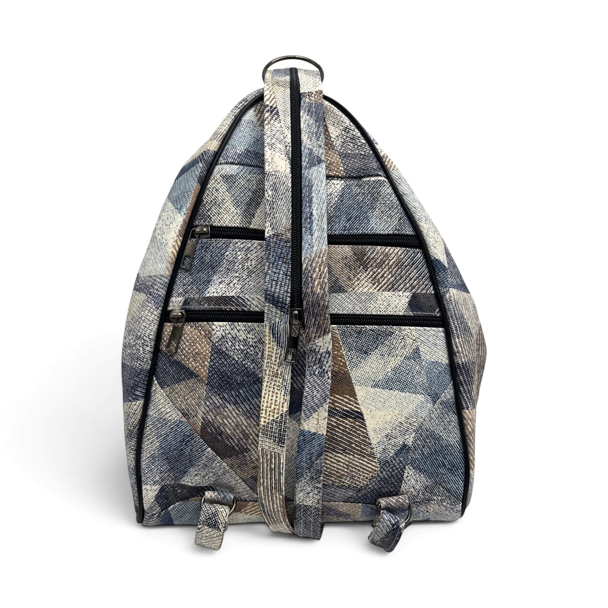 Rucsac damă unicat Amelia Unique R50-164 – piele naturală, imprimeu geometric albastru-bej - Thumbnail Image 6