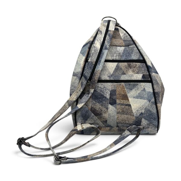 Rucsac damă unicat Amelia Unique R50-164 – piele naturală, imprimeu geometric albastru-bej - imagine 5
