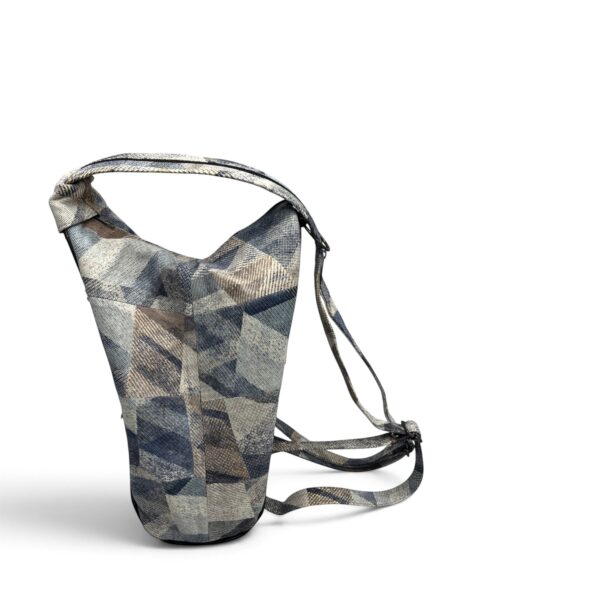 Rucsac damă unicat Amelia Unique R50-164 – piele naturală, imprimeu geometric albastru-bej - imagine 4