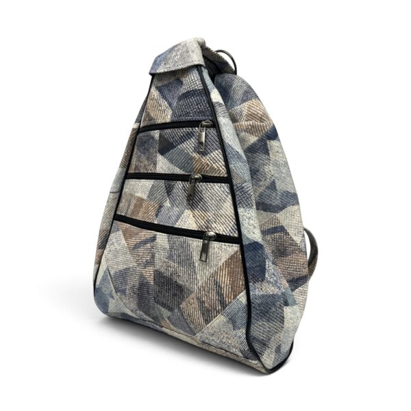 Rucsac damă unicat Amelia Unique R50-164 – piele naturală, imprimeu geometric albastru-bej - imagine 3