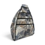 Rucsac damă unicat Amelia Unique R50-164 – piele naturală, imprimeu geometric albastru-bej