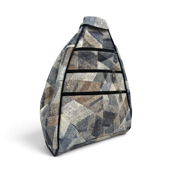 Rucsac damă unicat Amelia Unique R50-164 – piele naturală, imprimeu geometric albastru-bej - imagine 1