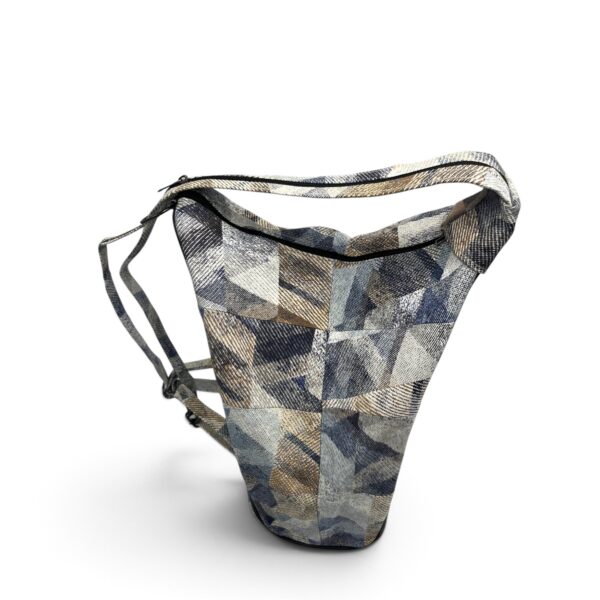 Rucsac damă unicat Amelia Unique R50-165 – piele naturală, imprimeu geometric albastru-bej - imagine 3