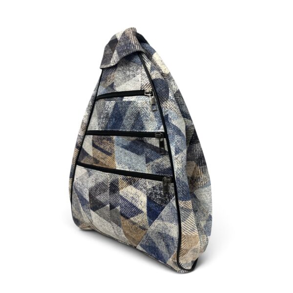 Rucsac damă unicat Amelia Unique R50-165 – piele naturală, imprimeu geometric albastru-bej - imagine 5