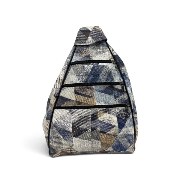 Rucsac damă unicat Amelia Unique R50-165 – piele naturală, imprimeu geometric albastru-bej - imagine 2