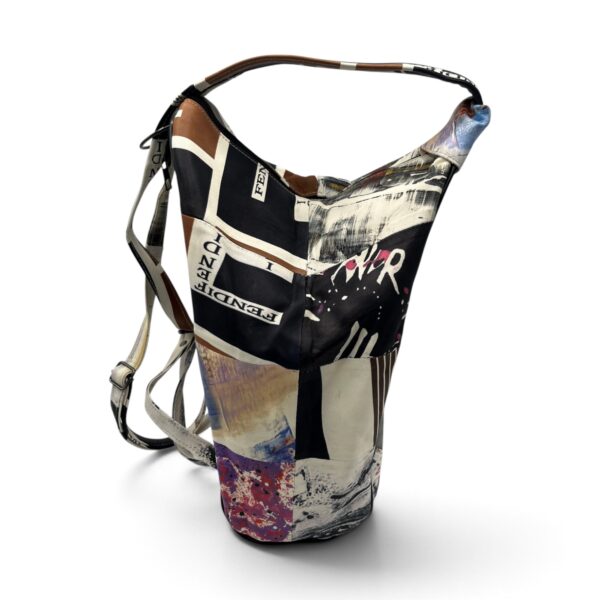Rucsac damă unicat Amelia Unique R50-166 – piele naturală, imprimeu urban abstract multicolor - imagine 3
