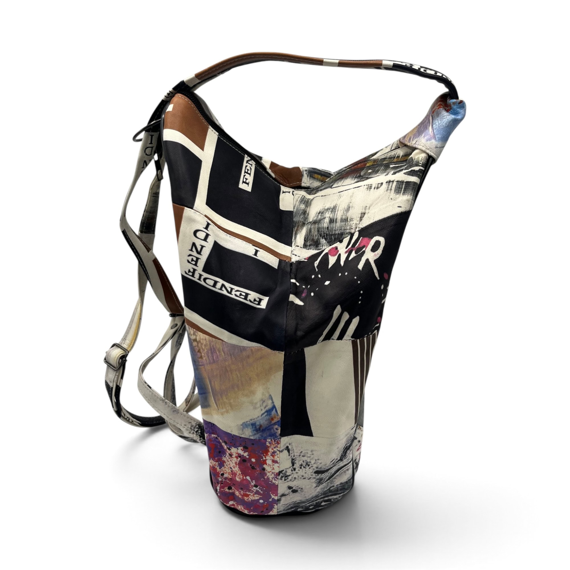 Rucsac damă unicat Amelia Unique R50-166 – piele naturală, imprimeu urban abstract multicolor - Thumbnail Image 3