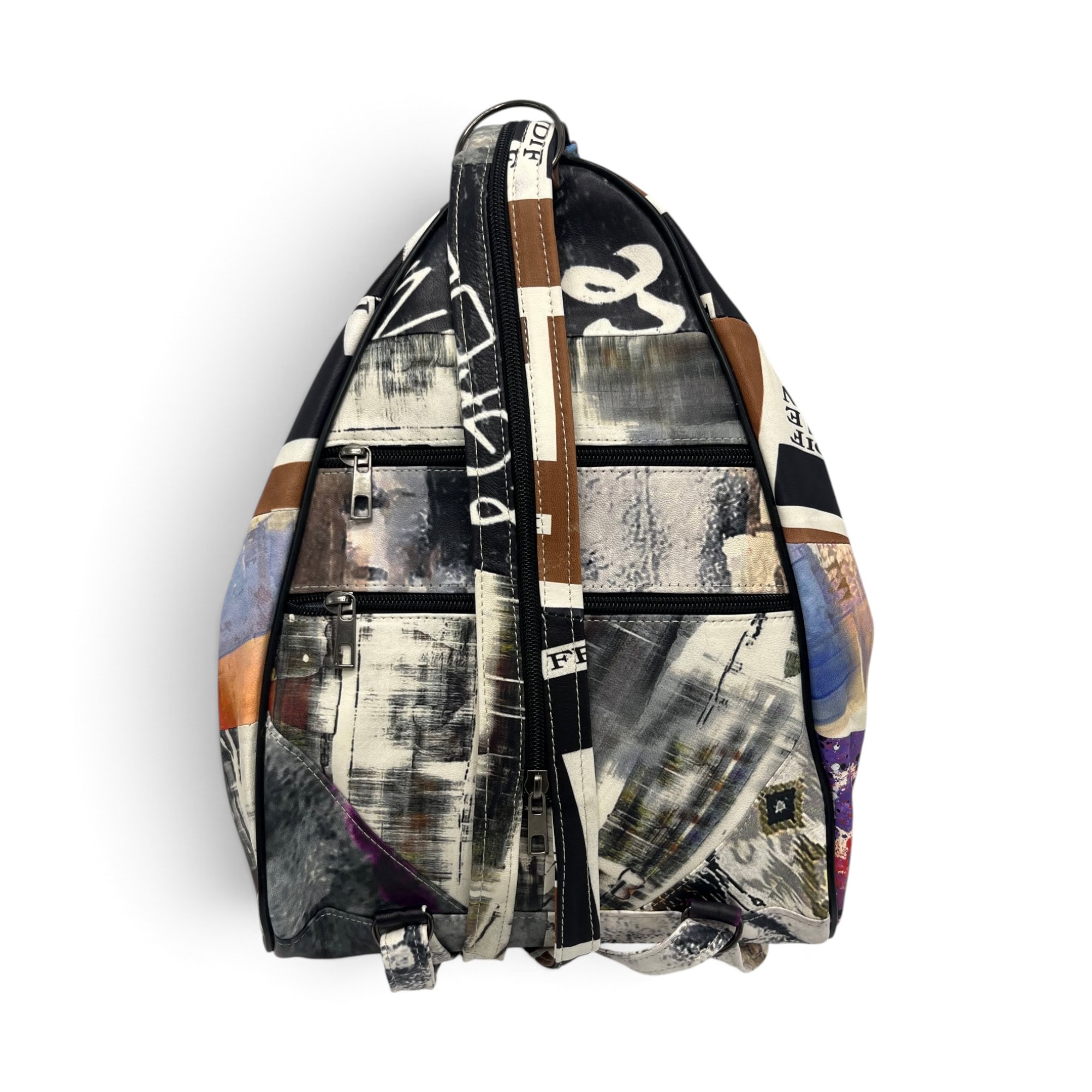 Rucsac damă unicat Amelia Unique R50-166 – piele naturală, imprimeu urban abstract multicolor - Thumbnail Image 4