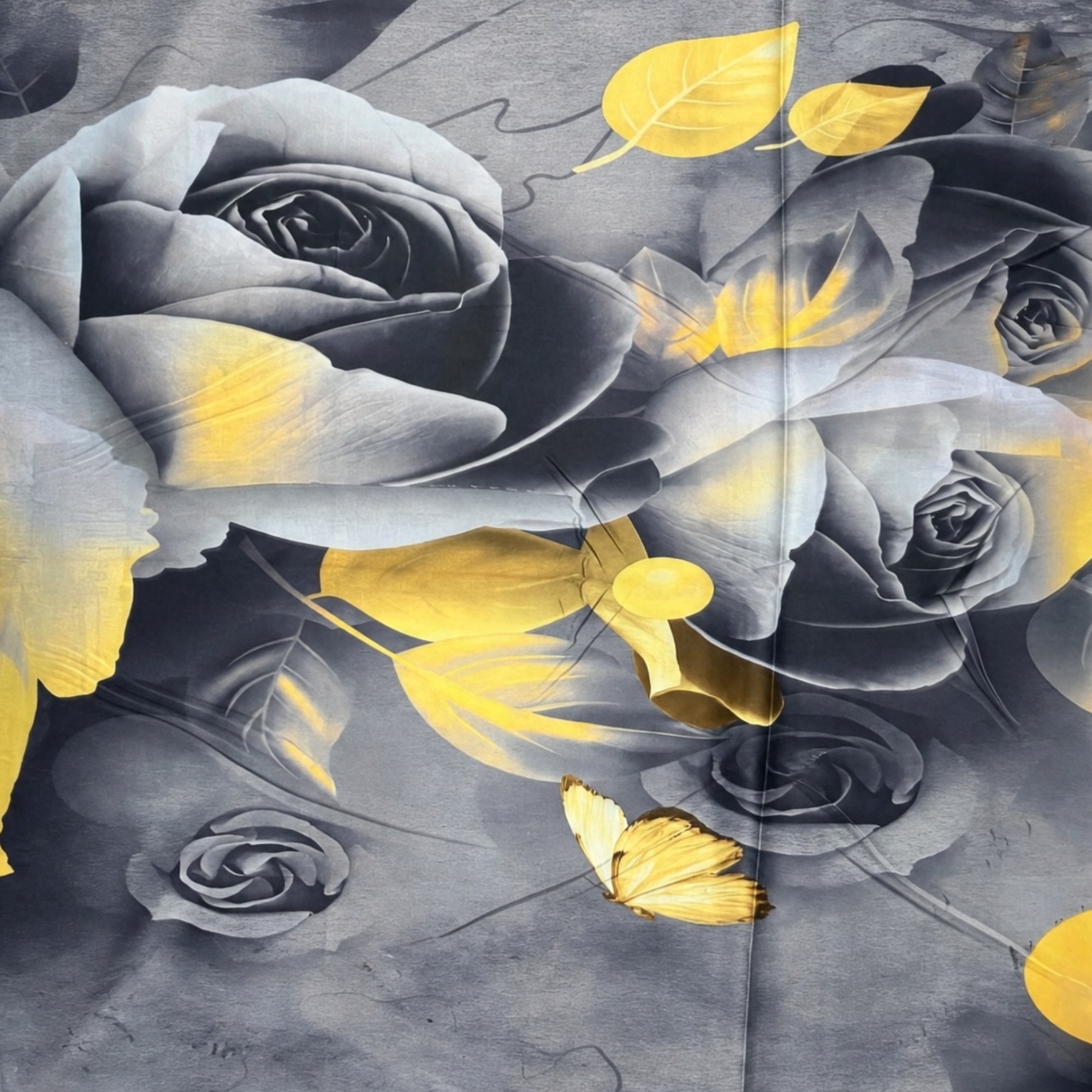 Eșarfă Artistică Golden Roses & Urban Impression 8103-11 – Reversibilă (2 Fețe), 50% Mătase & 50% Vâscoză, 180×68 cm – imaginea 2