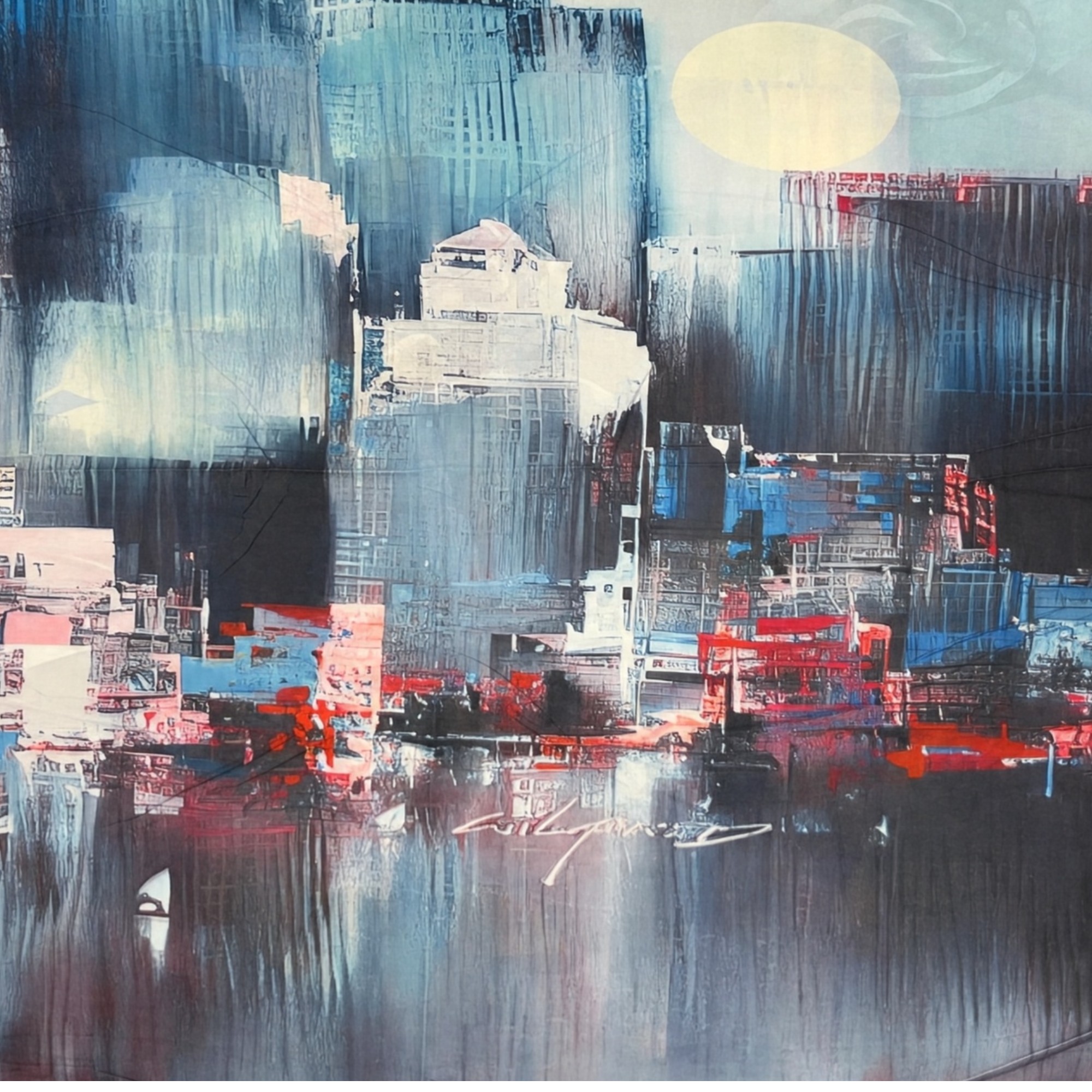 Eșarfă Artistică Golden Roses & Urban Impression 8103-11 – Reversibilă (2 Fețe), 50% Mătase & 50% Vâscoză, 180×68 cm – imaginea 3