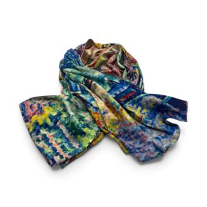 Eșarfă Artistică Pink Blossom Village & Paris Riverside 8103-9 – Reversibilă (2 Fețe), 50% Mătase & 50% Vâscoză, 180×68 cm – imaginea 1