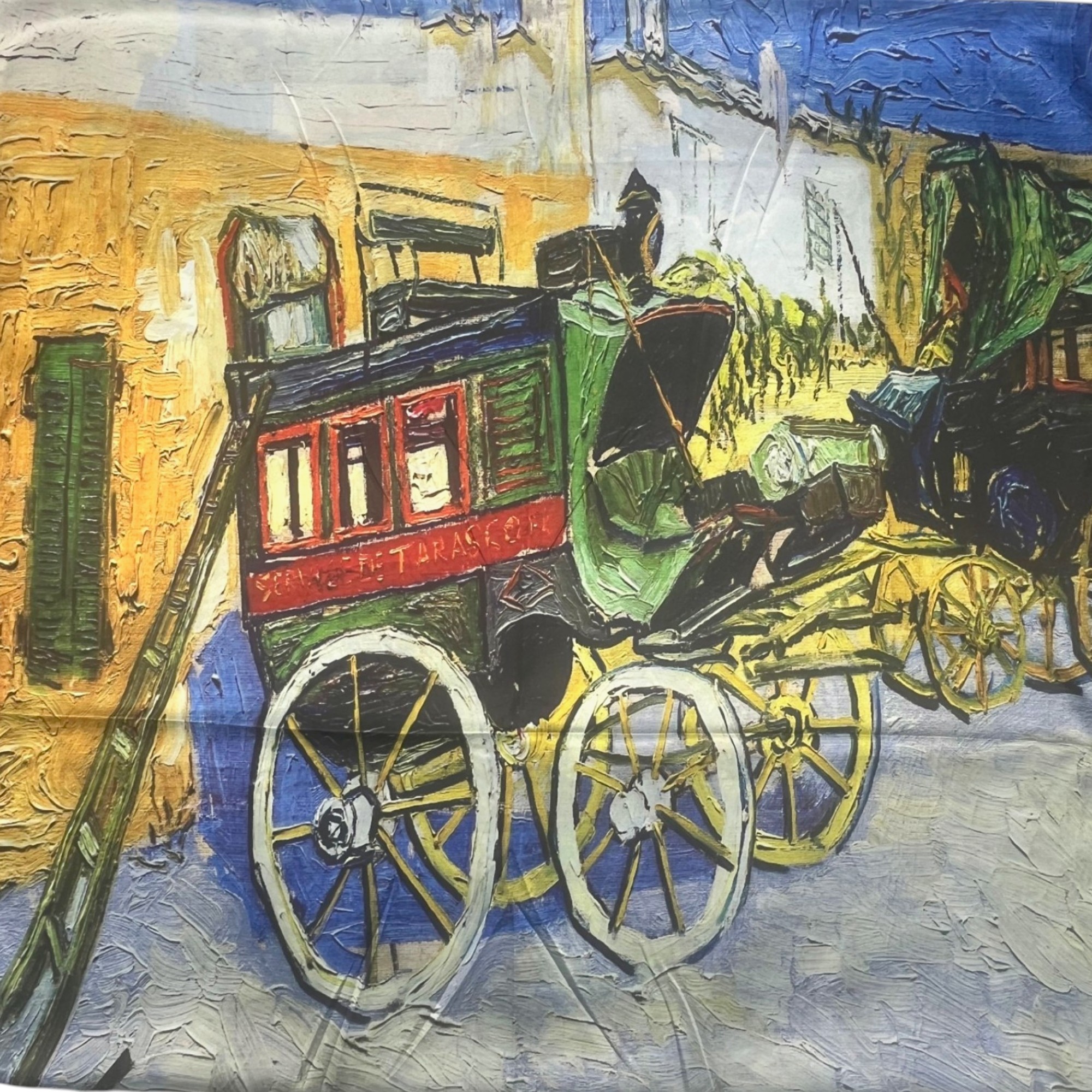 Eșarfă Artistică Van Gogh Starry Night & Paris Carriage 8103-8 – Reversibilă (2 Fețe), 50% Mătase & 50% Vâscoză, 180×68 cm – imaginea 3