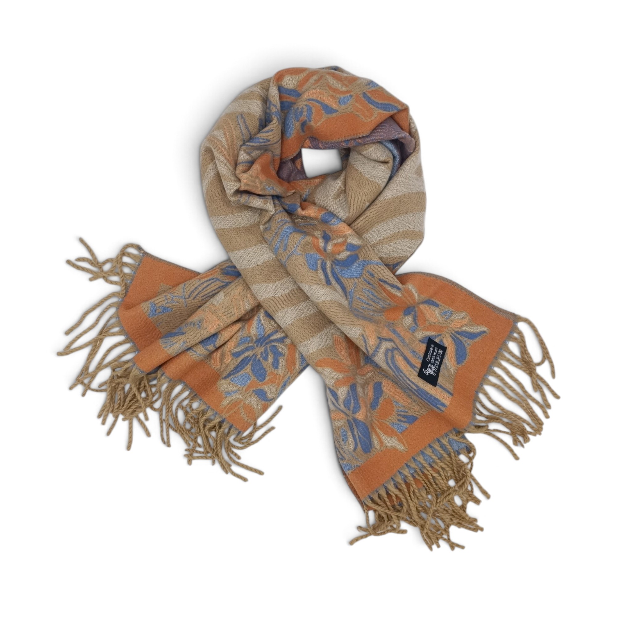 Eșarfă Damă BellaraSS FX3S-1 Bej Nisipiu – 100% Lână, Model Floral, 60 × 180 cm Eșarfă Damă BellaraSS FX3S-1 Bej Nisipiu – 100% Lână, Model Floral, 60 × 180 cm - imagine 1