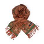 Eșarfă Damă BellaraSS FX3S-3 Teracotă – 100% Lână, Model Floral, 60 × 180 cm