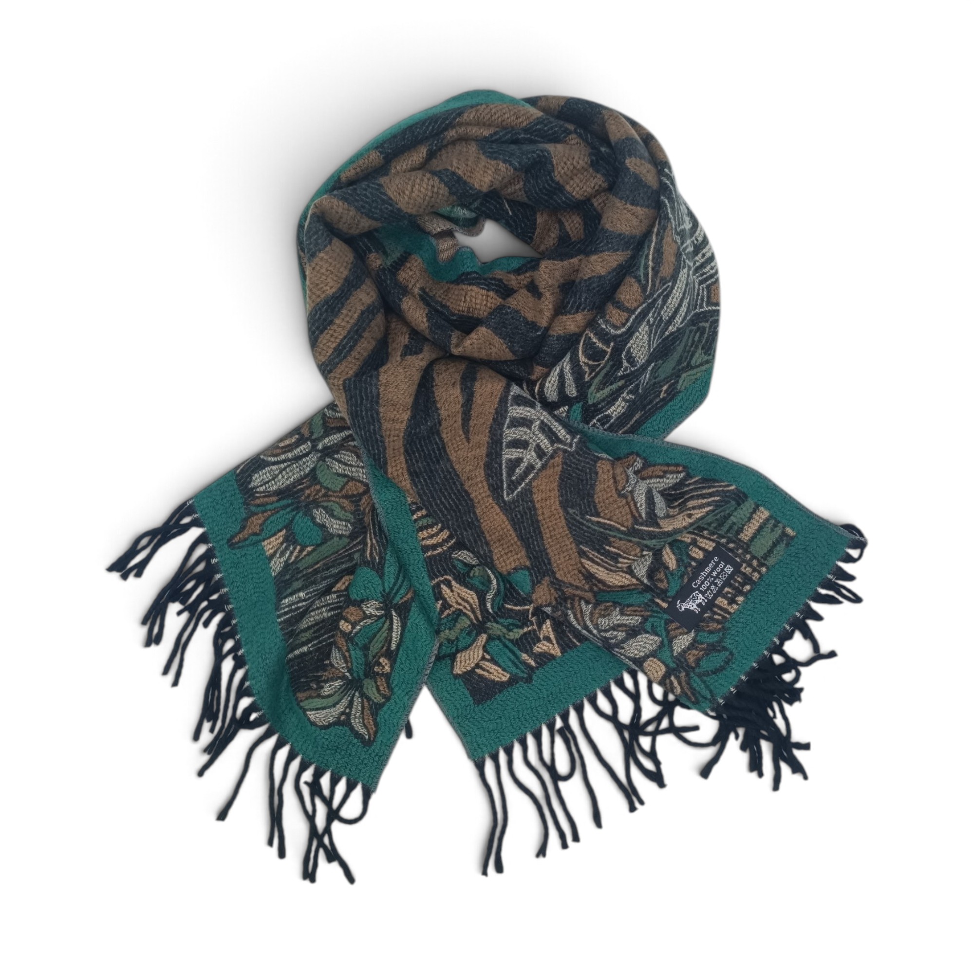 Eșarfă Damă BellaraSS FX3SS-5, 100% Lână Fină, Maro cu Imprimeu Animal Print și Floral, 60×180 cm Eșarfă Damă BellaraSS FX3SS-5, 100% Lână Fină, Maro cu Imprimeu Animal Print și Floral, 60×180 cm - imagine 1