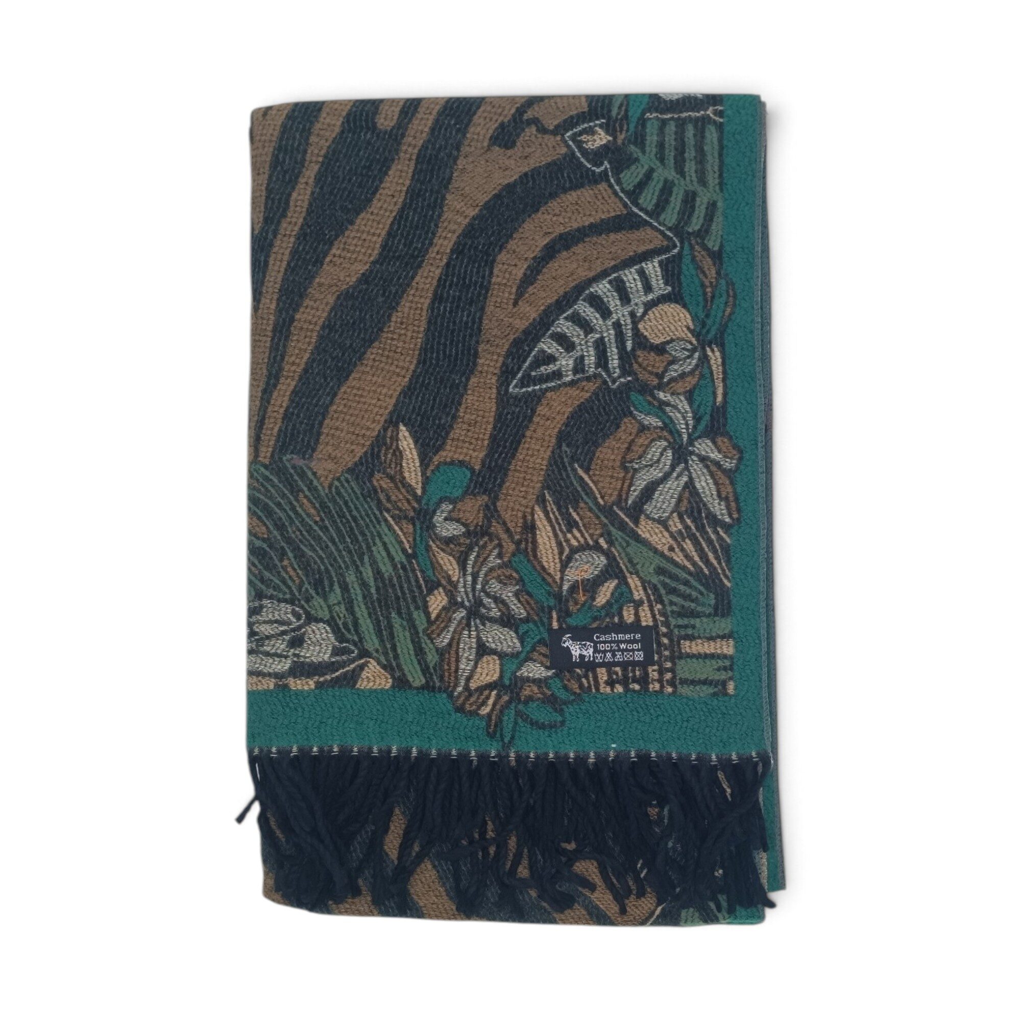 Eșarfă Damă BellaraSS FX3SS-5, 100% Lână Fină, Maro cu Imprimeu Animal Print și Floral, 60×180 cm Eșarfă Damă BellaraSS FX3SS-5, 100% Lână Fină, Maro cu Imprimeu Animal Print și Floral, 60×180 cm - imagine 3