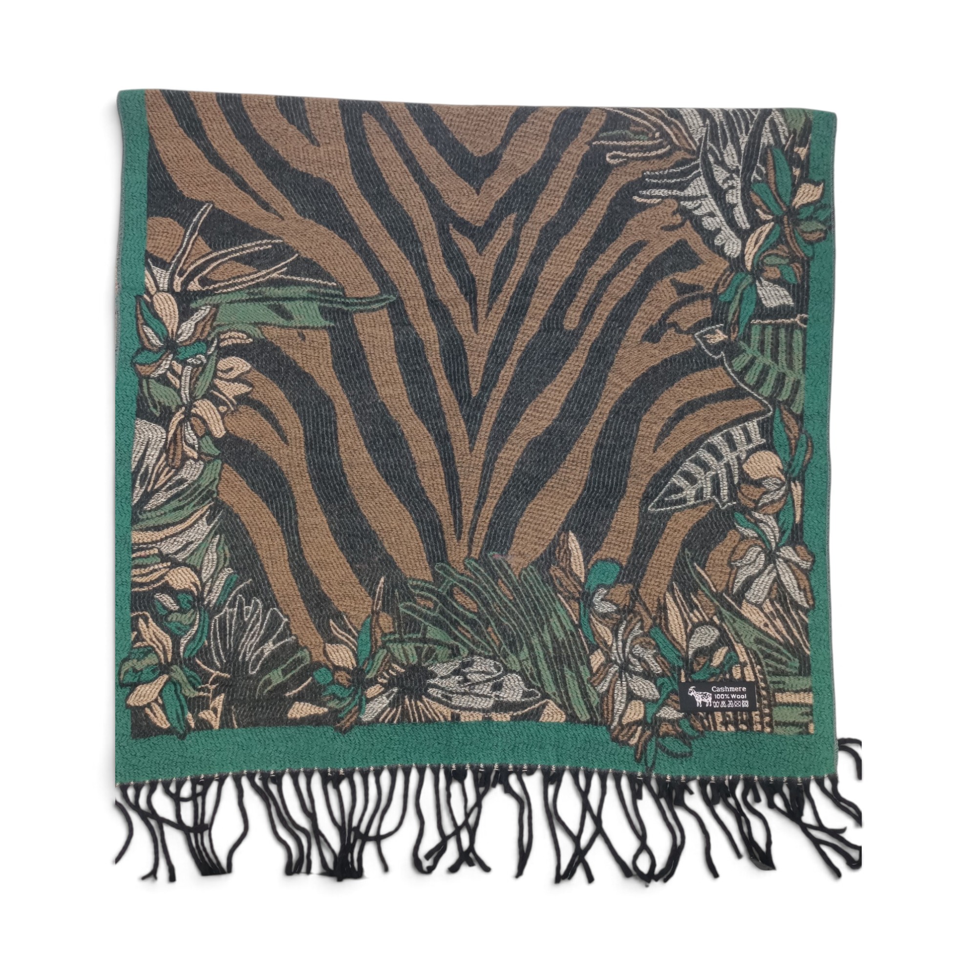 Eșarfă Damă BellaraSS FX3SS-5, 100% Lână Fină, Maro cu Imprimeu Animal Print și Floral, 60×180 cm Eșarfă Damă BellaraSS FX3SS-5, 100% Lână Fină, Maro cu Imprimeu Animal Print și Floral, 60×180 cm - imagine 2