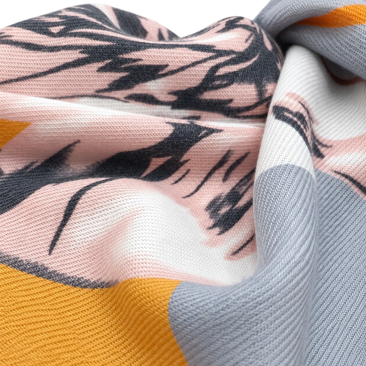 Eșarfă Damă Mirelle MR16I-2, Pashmina, Gri cu Imprimeu Floral Roz și Accente Muștar, 180×68 cm Eșarfă Damă Mirelle MR16I-2, Pashmina, Gri cu Imprimeu Floral Roz și Accente Muștar, 180×68 cm - imagine 3