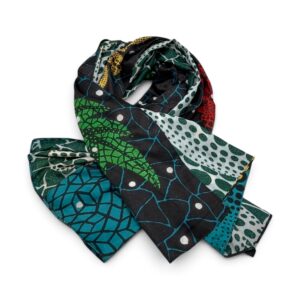 Eșarfă Artistică Floral Mosaic & Emerald Garden 8103-12 – Reversibilă (2 Fețe), 50% Mătase & 50% Vâscoză, 180×68 cm, Cutie Cadou Inclusă