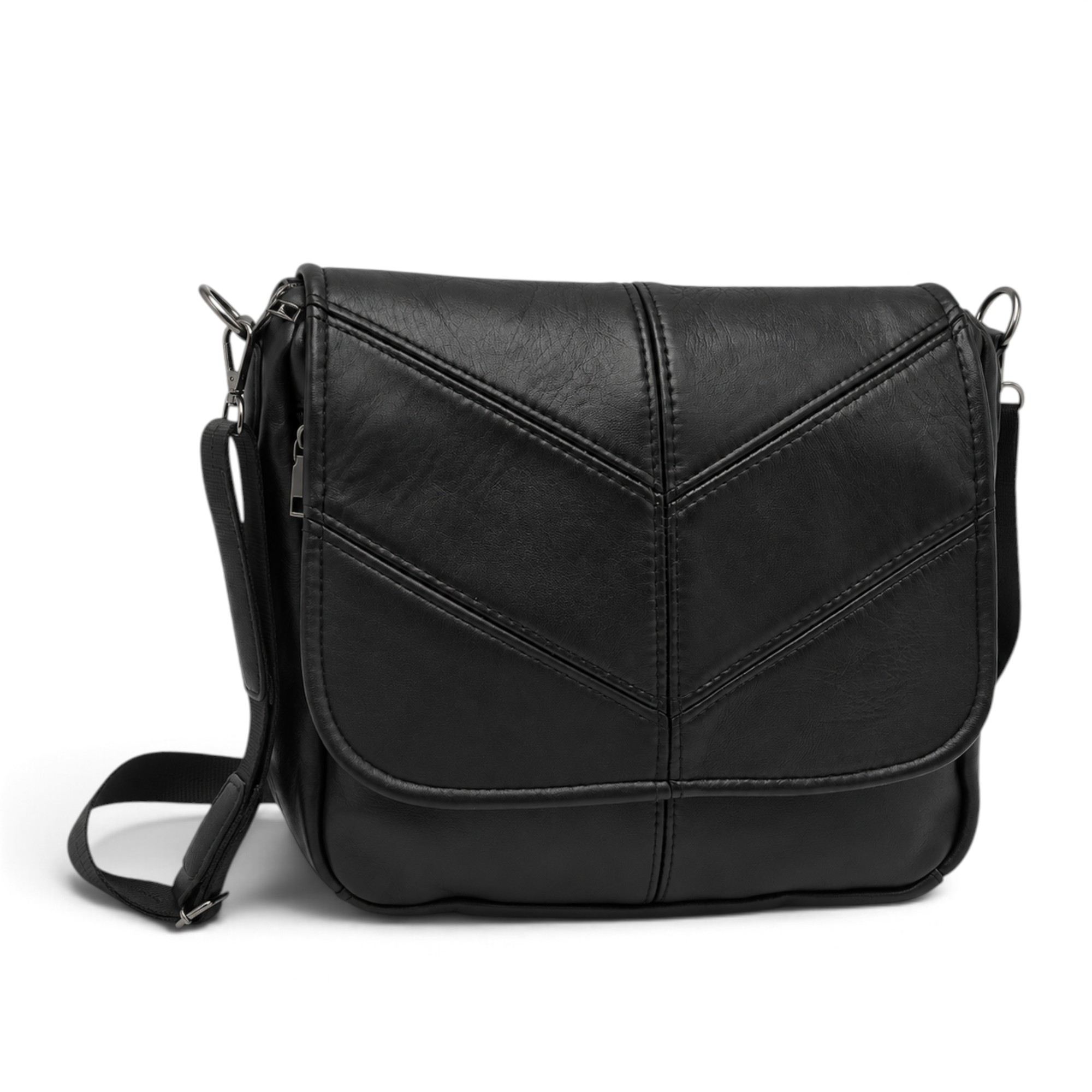 Geantă Damă Lucia R45-LargeN1, Piele Naturală, Crossbody cu Curea Detașabilă, Negru - imagine 1