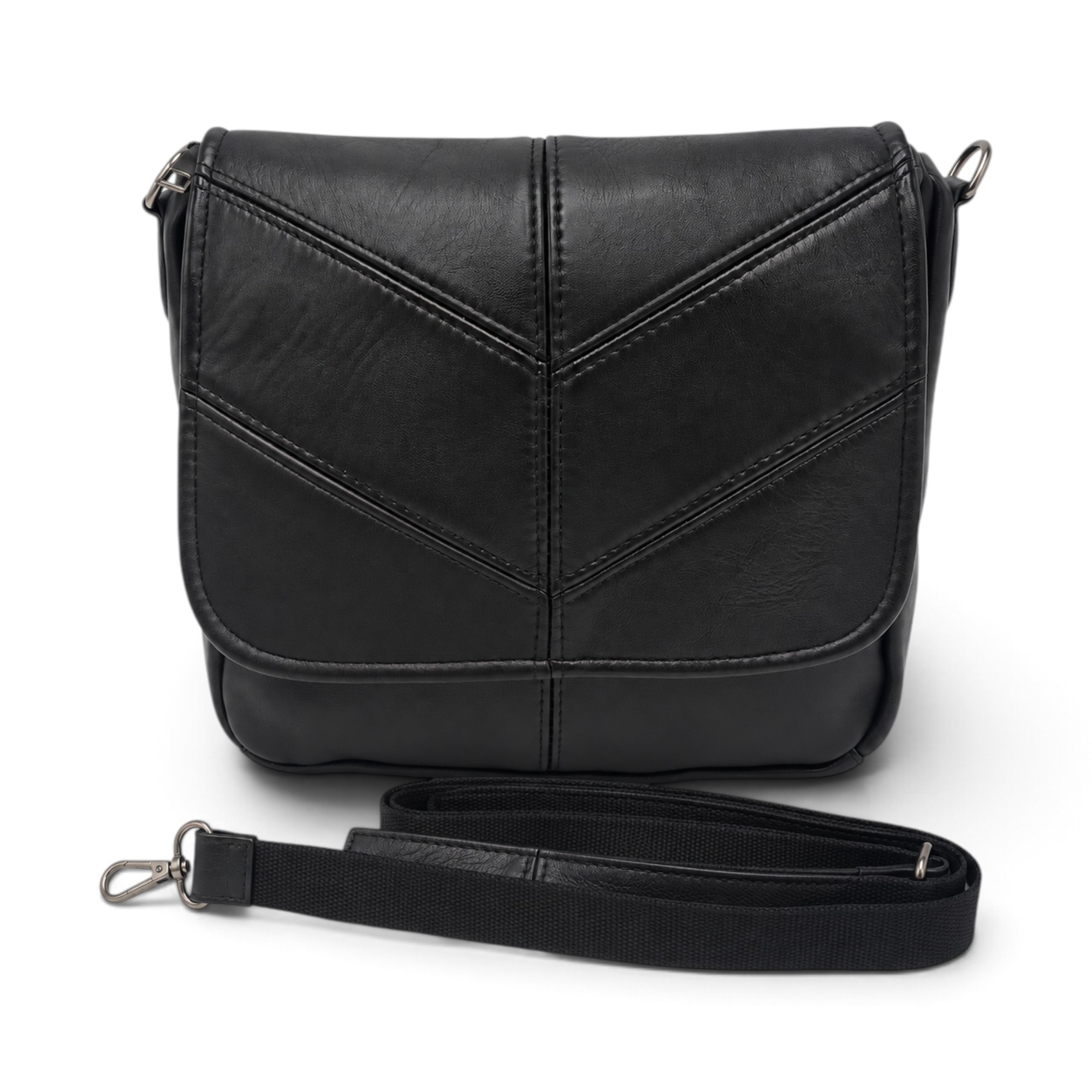 Geantă Damă Lucia R45-LargeN1, Piele Naturală, Crossbody cu Curea Detașabilă, Negru - imagine 5