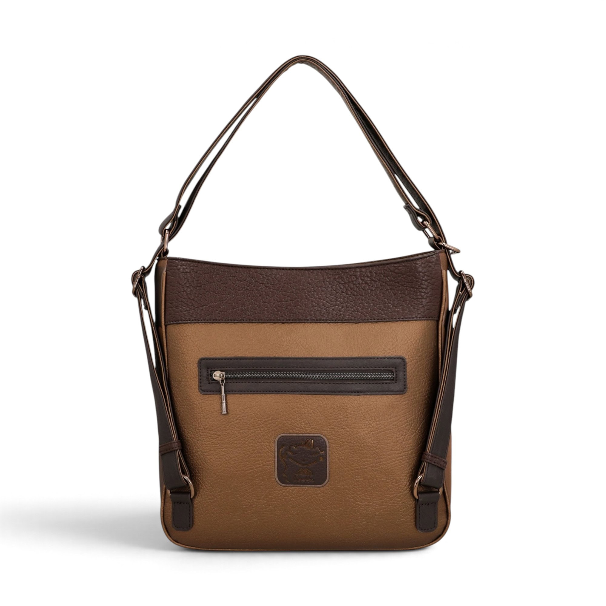 Geantă damă Anekke Voyage 43825-072 – convertibilă în rucsac, maro caramel, 32 × 31 × 11 cm Geantă damă Anekke Voyage 43825-072 – spate cu buzunar cu fermoar