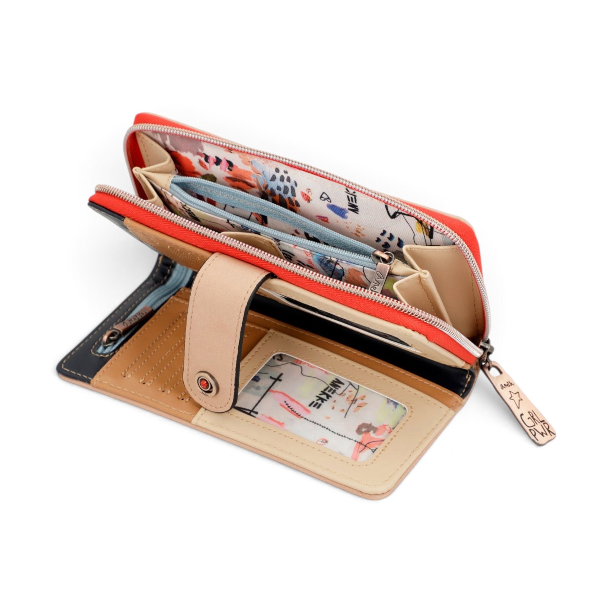 Portofel damă Anekke Fun & Music Fancy 34819-911 – mare, albastru, 18 × 10 × 3 cm Portofel damă Anekke Fun & Music Fancy 34819-911 – deschis, compartimente