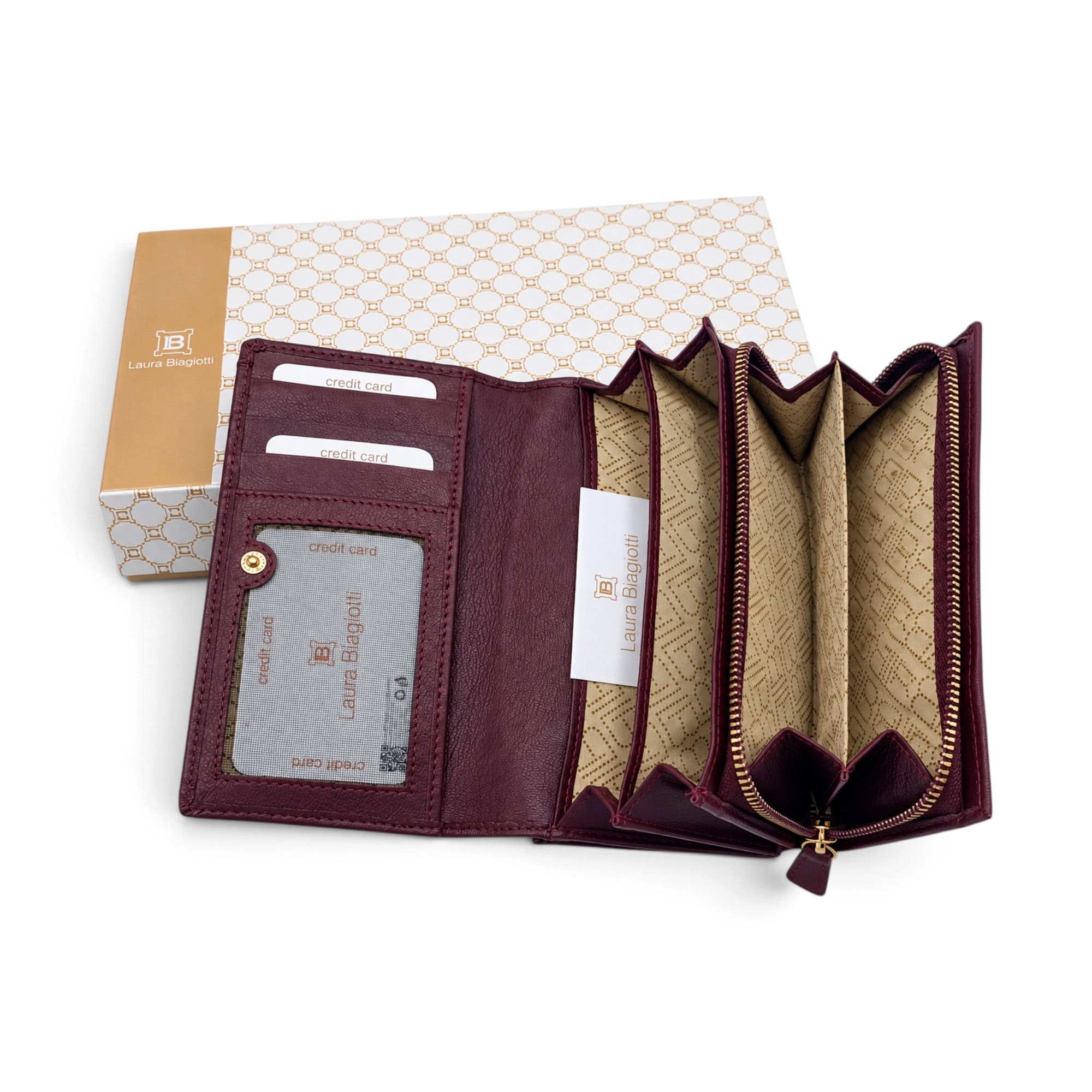 Portofel damă Laura Biagiotti LB-7776-30 Bordeaux, piele naturală, protecție RFID, 17,5 × 12 × 3 cm Portofel damă Laura Biagiotti LB-7776-30 Bordeaux, piele naturală, protecție RFID, 17,5 × 12 × 3 cm - imagine 4