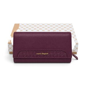 Portofel damă Laura Biagiotti LB-7776-30 Bordeaux, piele naturală, protecție RFID, 17,5 × 12 × 3 cm