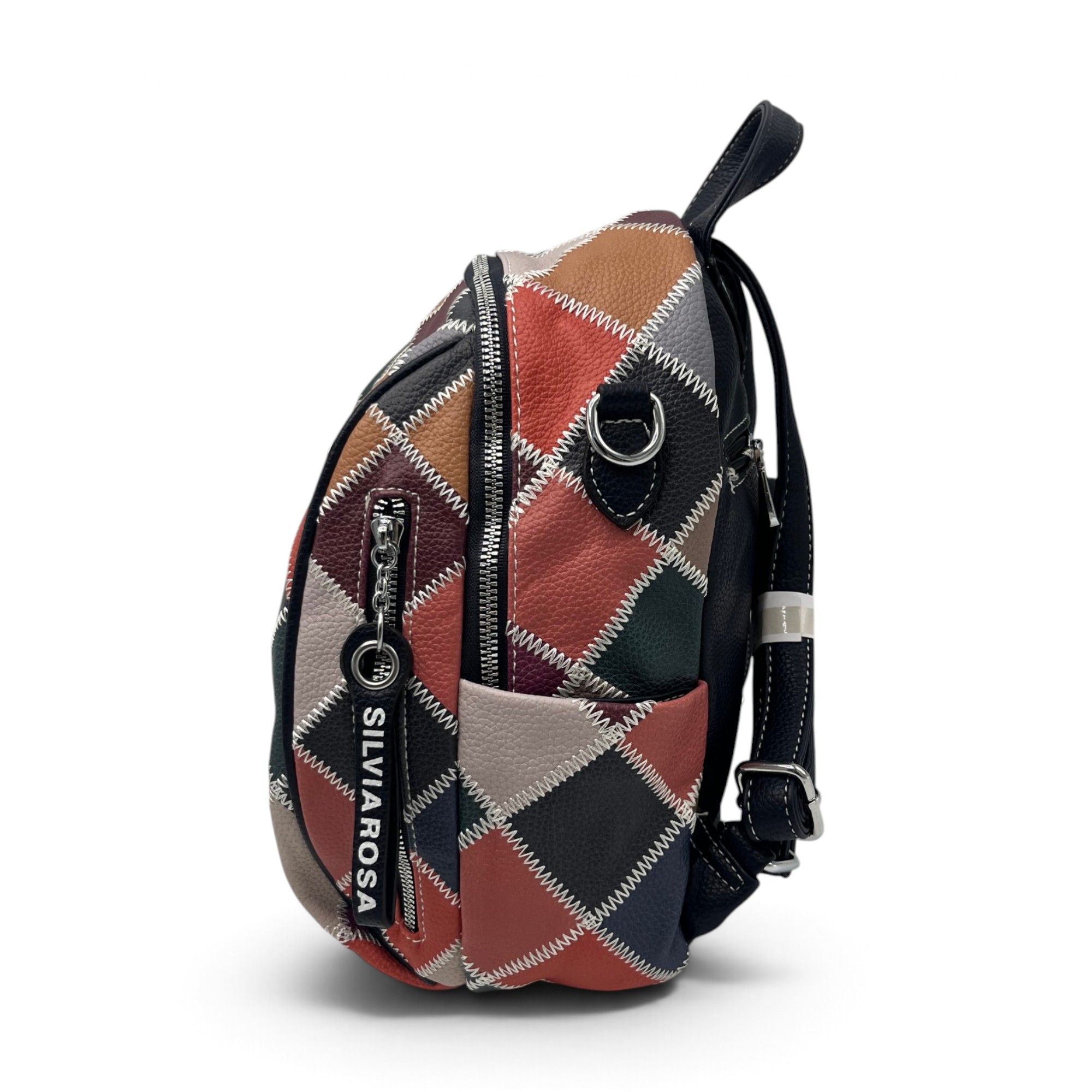 Rucsac Damă Silvia Rosa Bleumarin Multicolor – Model Geometric Patchwork, 32 × 24 × 10 cm Rucsac Damă Silvia Rosa Bleumarin Multicolor – Model Geometric Patchwork, 32 × 24 × 10 cm - imagine 4
