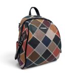 Rucsac Damă Silvia Rosa Bleumarin Multicolor – Model Geometric Patchwork, 32 × 24 × 10 cm