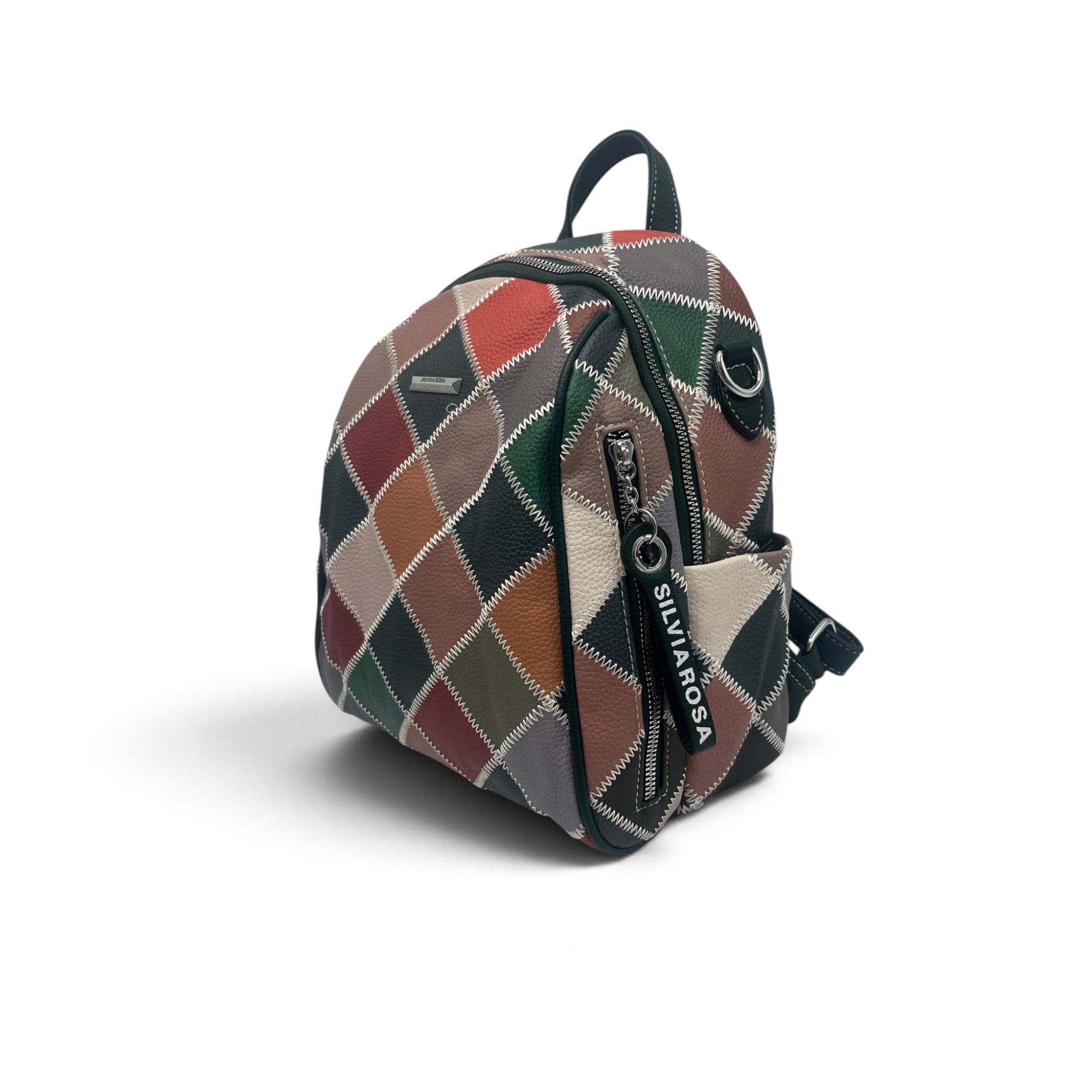 Rucsac Damă Silvia Rosa Multicolor – Model Geometric Patchwork, 32 × 24 × 10 cm Rucsac Damă Silvia Rosa Multicolor – Model Geometric Patchwork, 32 × 24 × 10 cm - imagine 6
