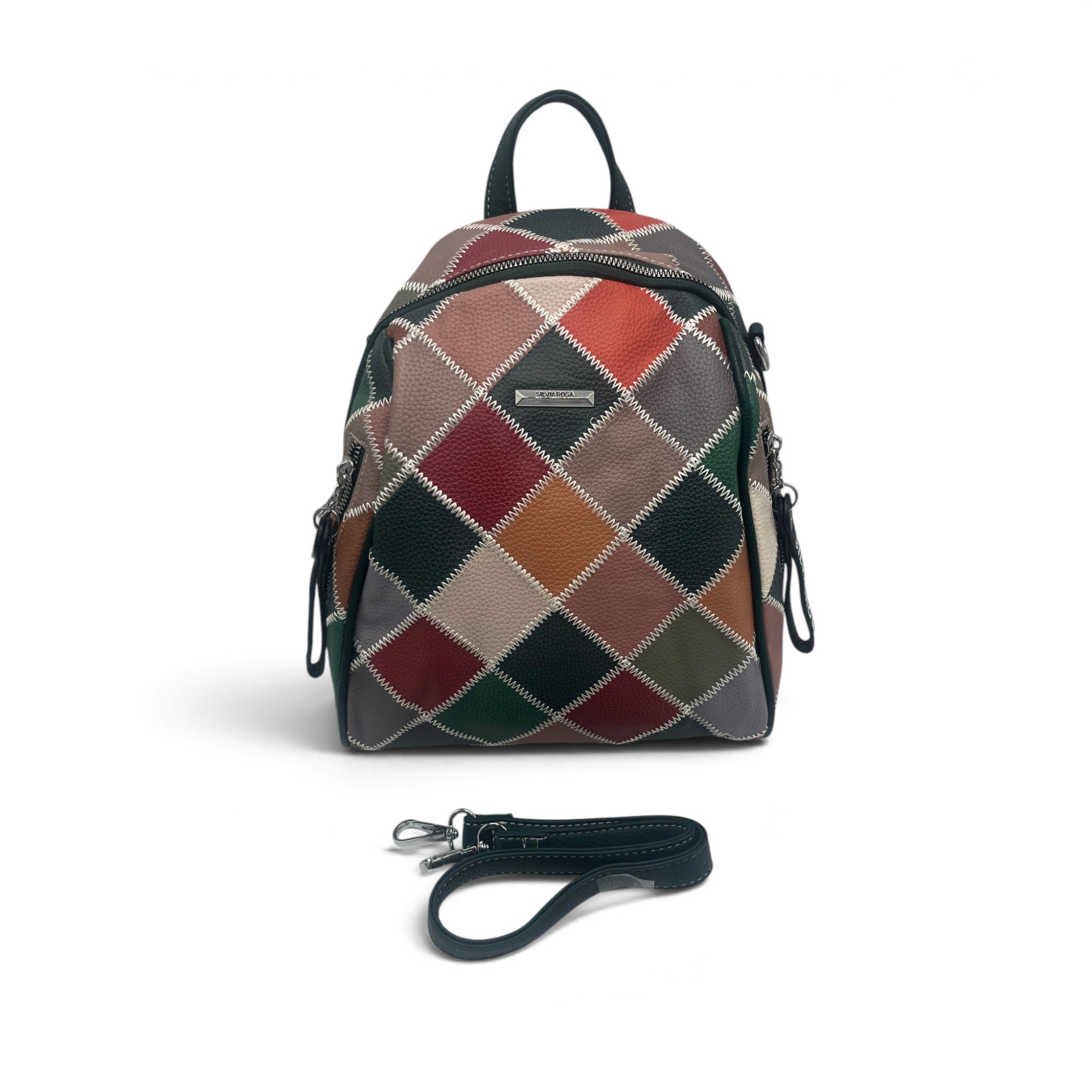 Rucsac Damă Silvia Rosa Multicolor – Model Geometric Patchwork, 32 × 24 × 10 cm Rucsac Damă Silvia Rosa Multicolor – Model Geometric Patchwork, 32 × 24 × 10 cm - imagine 7