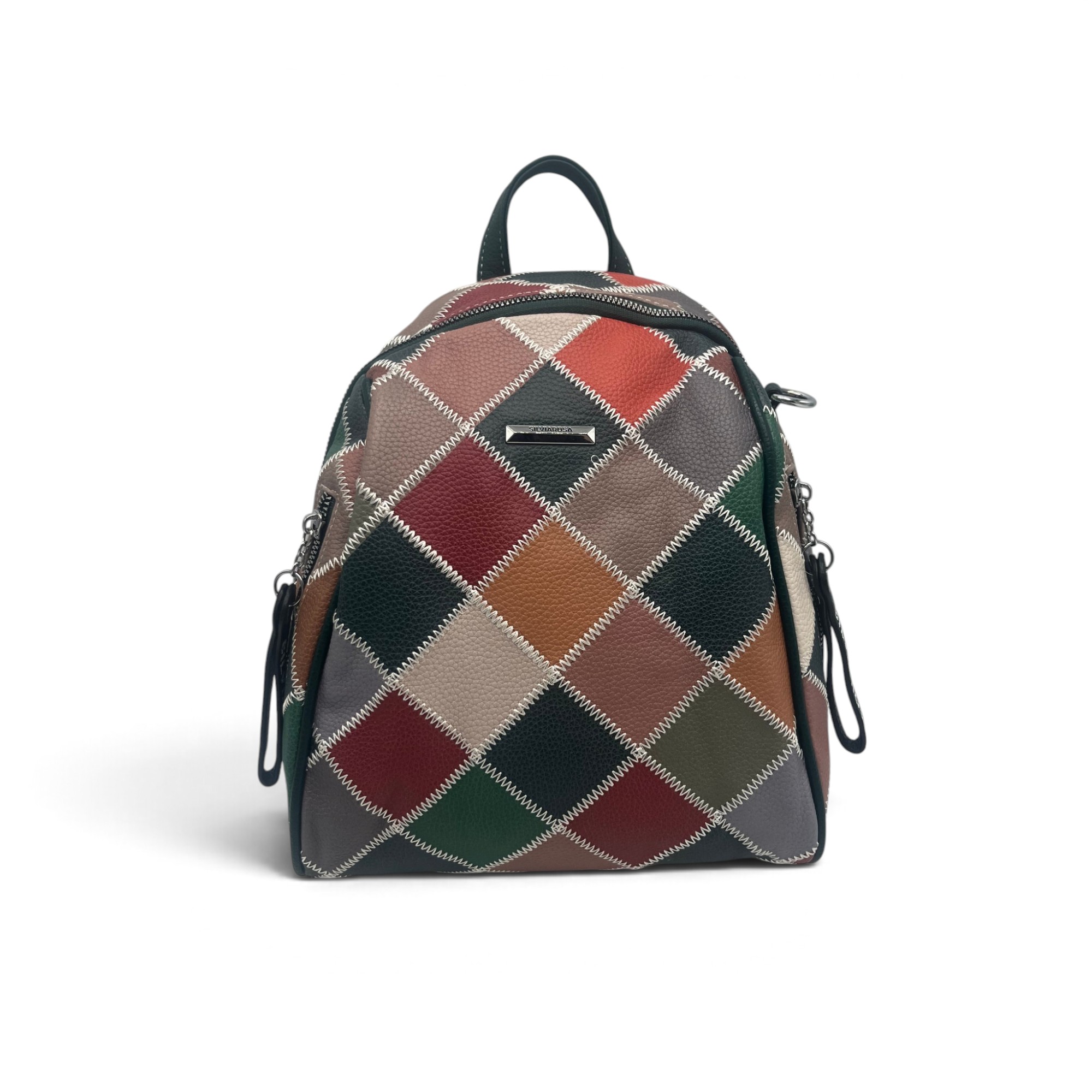 Rucsac Damă Silvia Rosa Multicolor – Model Geometric Patchwork, 32 × 24 × 10 cm Rucsac Damă Silvia Rosa Multicolor – Model Geometric Patchwork, 32 × 24 × 10 cm - imagine 2