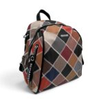 Rucsac Damă Silvia Rosa Negru Multicolor – Model Geometric Patchwork, 32 × 24 × 10 cm