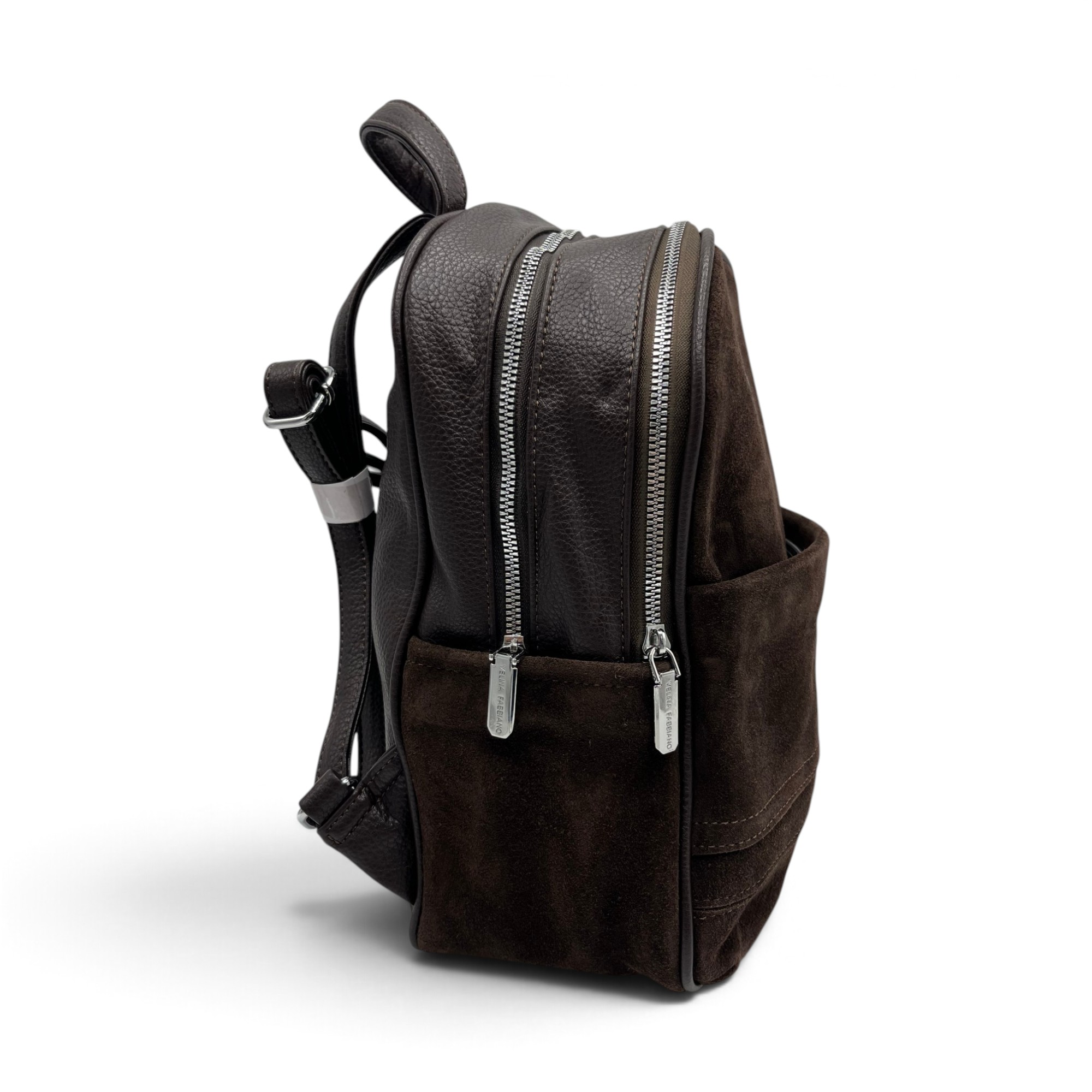 Rucsac Damă Velina Fabbiano VF25S-557 Coffee din Piele Naturală și Piele Întoarsă, 32 × 28 × 12 cm - imagine 5