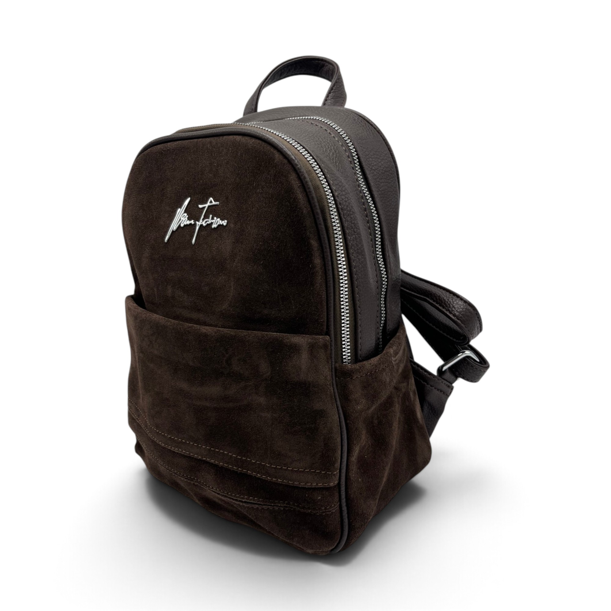 Rucsac Damă Velina Fabbiano VF25S-557 Coffee din Piele Naturală și Piele Întoarsă, 32 × 28 × 12 cm - imagine 4