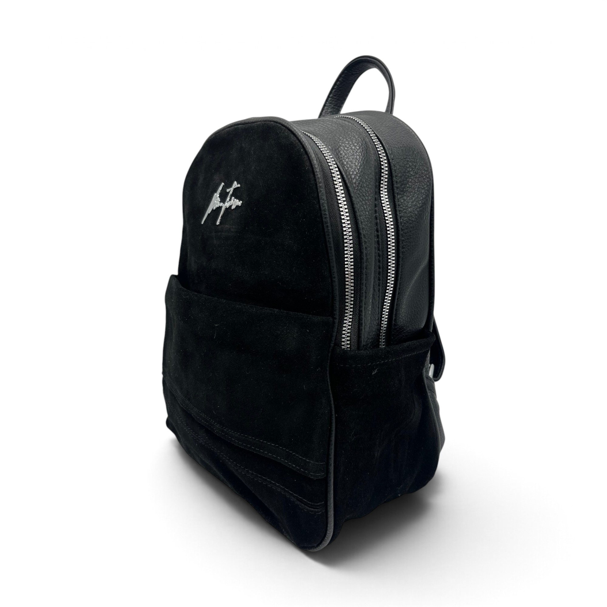 Rucsac Damă Velina Fabbiano VF25S-557 Negru din Piele Naturală și Piele Întoarsă, 32 × 28 × 12 cm - imagine 5