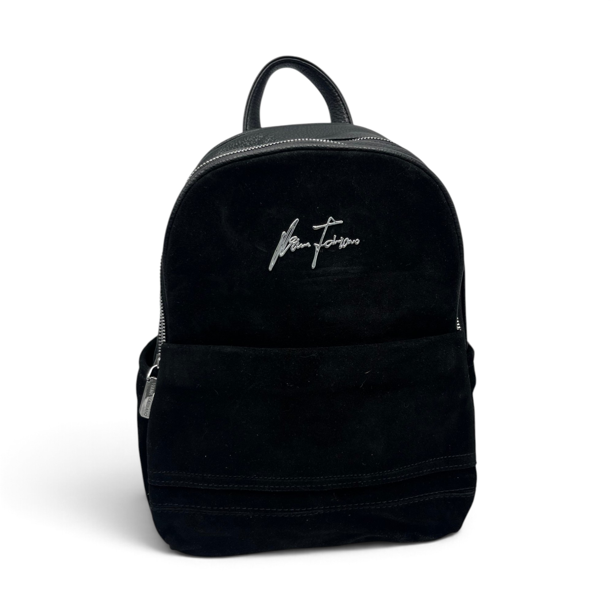 Rucsac Damă Velina Fabbiano VF25S-557 Negru din Piele Naturală și Piele Întoarsă, 32 × 28 × 12 cm - imagine 2