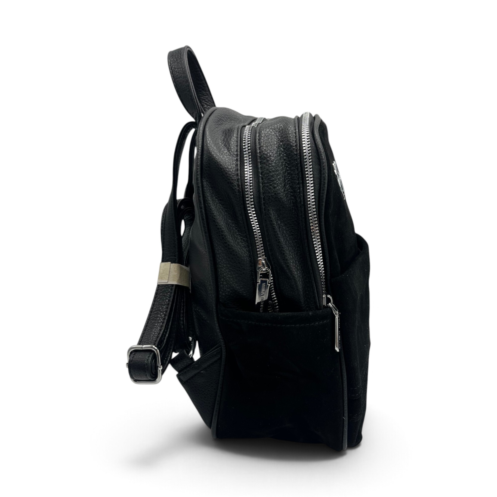 Rucsac Damă Velina Fabbiano VF25S-557 Negru din Piele Naturală și Piele Întoarsă, 32 × 28 × 12 cm - imagine 4