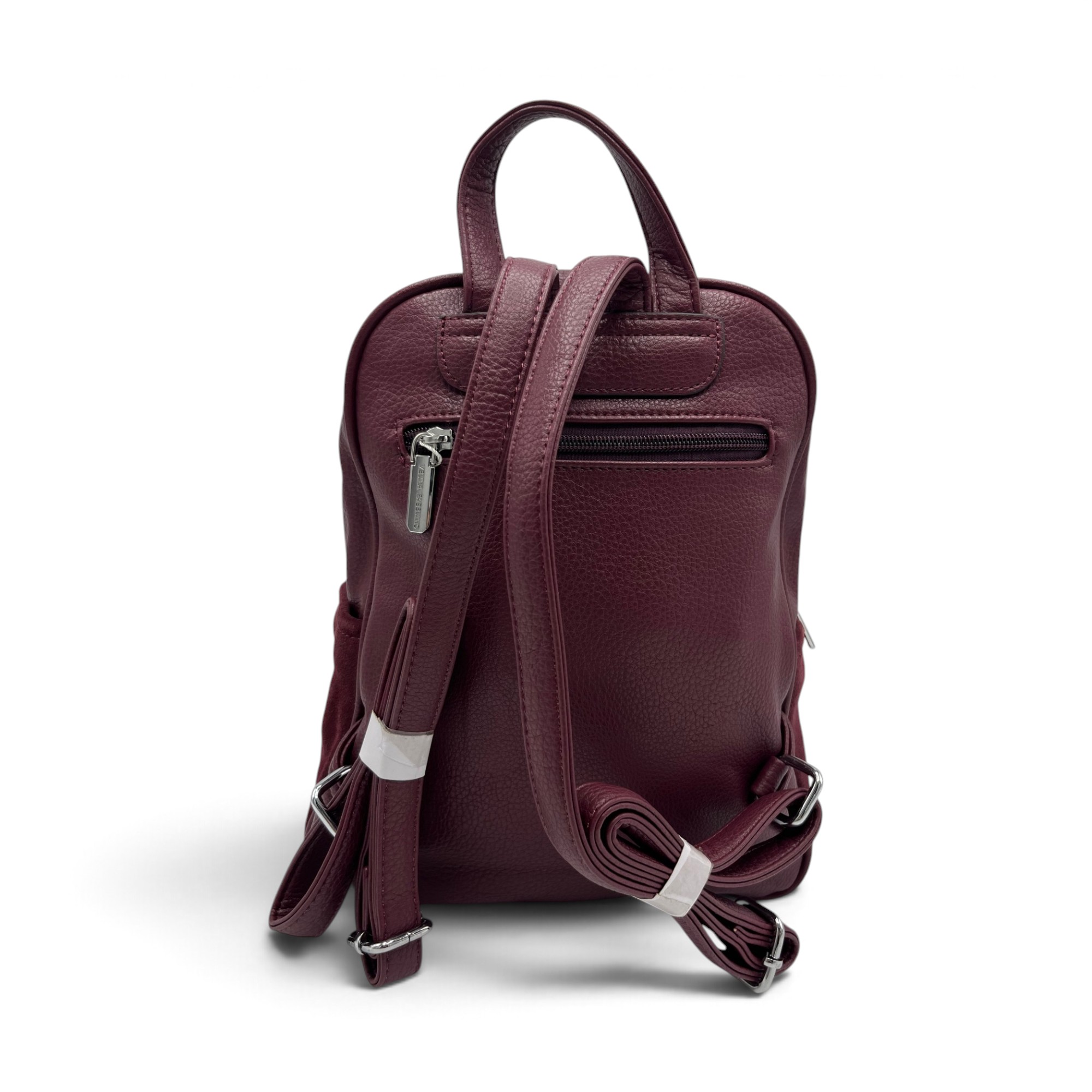 Rucsac Damă Velina Fabbiano VF25S-557 Bordo din Piele Naturală și Piele Întoarsă, 32 × 28 × 12 cm - imagine 3