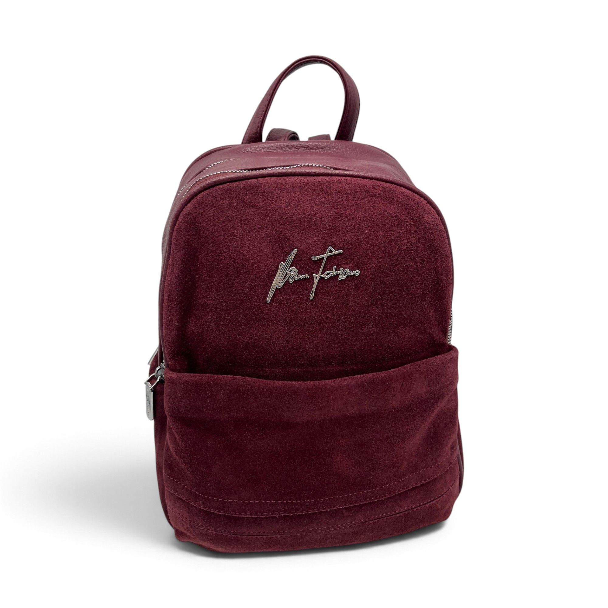 Rucsac Damă Velina Fabbiano VF25S-557 Bordo din Piele Naturală și Piele Întoarsă, 32 × 28 × 12 cm - imagine 2