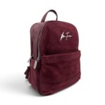 Rucsac Damă Velina Fabbiano VF25S-557 Bordo din Piele Naturală și Piele Întoarsă, 32 × 28 × 12 cm